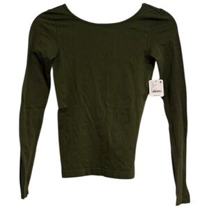 Intimately Free People Olive Green Seamless Form Fitting Long Sleeve Top NWT